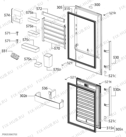 Взрыв-схема холодильника Electrolux EN3458MFX - Схема узла Door 003